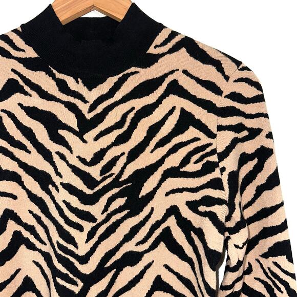 A.L.C. Lola Black & Tan Tiger Print Knit Sweater Size Small - Picture 7 of 16